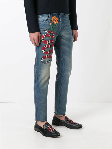 best jeans with gucci shoes|gucci embroidered jeans men.